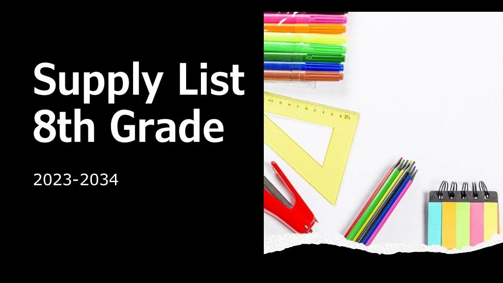 Supply List for 8th grade